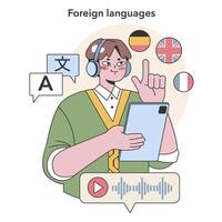 fremd Sprachen Erwerb Konzept. eben Vektor Illustration