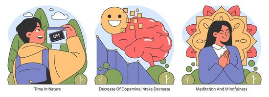Dopamin Fasten Konzept. eben Vektor Illustration.