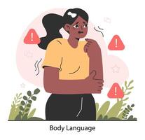 Angststörung. erschrocken Frau Körper Sprache, Leiden von chronisch Stress vektor