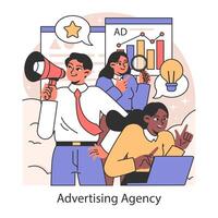 engagerande reklam byrå begrepp. platt vektor illustration.