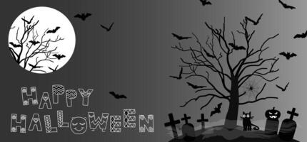 Halloween Hand gezeichnet Nacht Vektor Hintergrund mit Urlaub Symbole