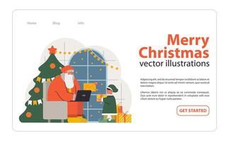 Weihnachten Feier Netz Banner oder Landung Buchseite. Santa claus Sitzung vektor