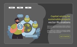 huvudstad höjning för grön projekt. investera i återvinning och förnybar Resurser. vektor