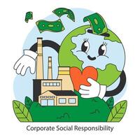korporativ Sozial Verantwortung Konzept. eben Vektor Illustration.