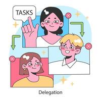 Ermächtigung. Mannschaft Führer effektiv Delegierte Aufgaben zu Mitglieder, Mannschaft vektor