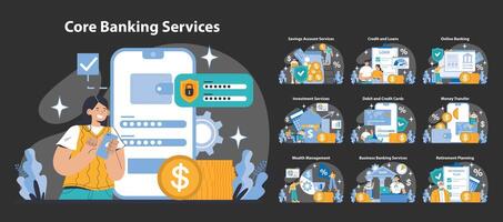 Bank Dienstleistungen Konzept. eben Vektor Illustration.