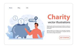 välgörenhet och välgörenhet fundament webb baner eller landning sida. hjälp vektor