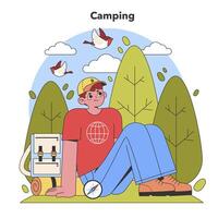 lugn camping fly. platt vektor illustration