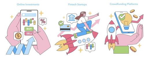 innovativ Finanzen Satz. eben Vektor Illustration