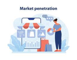 Markt Penetration Konzept. eben Vektor Illustration.