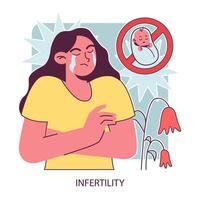 infertilitet. gråt kvinna tänkande handla om bebis förlust. infertilitet och missfall vektor