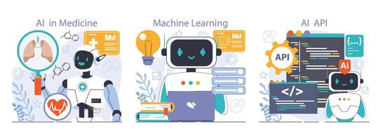 ai integration uppsättning. artificiell intelligens och mänsklig synergi. neuralt nätverk vektor