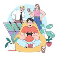 modern Büro brechen Zeit Szene. eben Vektor Illustration