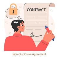 Geheimhaltung Vereinbarung. Unterzeichnung ein Vertrag, erfolgreich Verhandlung vektor