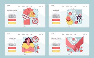 reproduktiv hälsa webb eller landning uppsättning. graviditet och gynekologi vektor