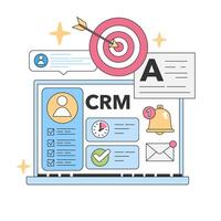 crm Software Visualisierung Konzept. eben Vektor Illustration.