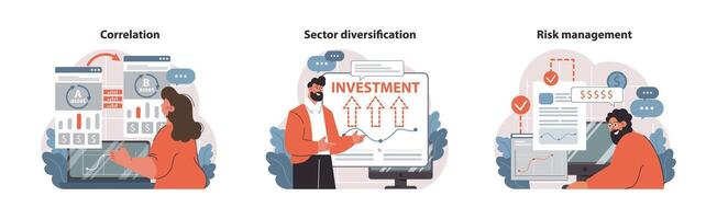 Investition Strategien Satz. eben Vektor Illustration