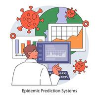 Epidemie Prognose Systeme Konzept. eben Vektor Illustration.
