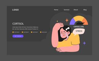 bedrövad gråt kvinna med upphöjd kortisol nivå natt eller mörk vektor
