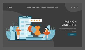 Käufer verwenden ein Smartphone App zu Bewertung Outfits, verkörpern das modern Zusammenspiel von Mode, Technologie, und Verbraucher Wahl vektor