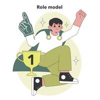 Rolle Modell- Persönlichkeit präsentiert im groß fünf. eben Vektor Illustration.