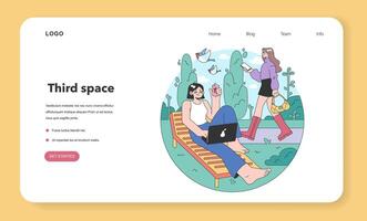 tredje plats webb baner eller landning sida. social miljö vektor