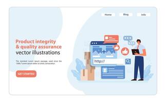 Produkt Integrität und Qualität Sicherheit Illustration. ein Fachmann stellt sicher Produkt Normen. vektor