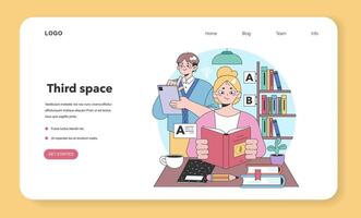 tredje plats webb baner eller landning sida. social miljö vektor