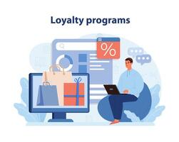 Loyalität Programme im Verbraucher Engagement. ein Illustration zeigen das Management. vektor