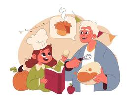 glad familj fira tacksägelse. amerikan Semester dining och sammankomst vektor