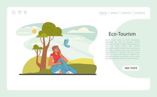 nachhaltig Tourismus Netz Banner oder Landung Buchseite. Ökotourismus, umweltfreundlich vektor
