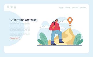 turism webb baner eller landning sida. människor reser de värld seende vektor