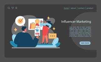 influencer marknadsföring begrepp illustration. ställer ut de kraft av social media vektor