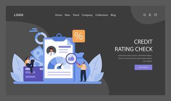 ein konzentriert aussehen beim Kreditwürdigkeit Einschätzungen mit finanziell Unterlagen, Metriken, und Digital Werkzeuge vektor