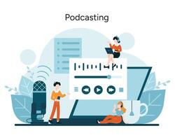 eifrig Stimmen Teilen Geschichten über Podcasting Plattformen vektor