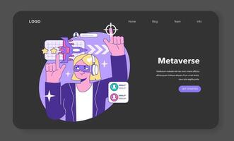 metavers webb baner eller landning sida natt eller mörk läge. vr trogen vektor