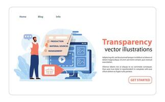 Transparenz im branding Illustration. Highlights das Bedeutung von klar Produktion Prozesse. vektor