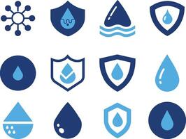 Wasser Schutz Symbol einstellen Vektor Illustration