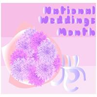 nationell bröllop månad, bröllop bukett affisch eller fyrkant baner design vektor