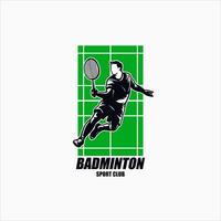 Vektor Logo Badminton Spieler im schwarz Weiß