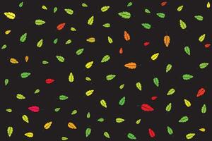 illustration tapet av abstrakt Flerfärgad blad på svart bakgrund. vektor