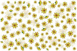 illustration tapet av abstrakt gul blomma på vit bakgrund. vektor