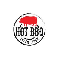 restaurang-stil nasse bbq grill logotyp mall vektor