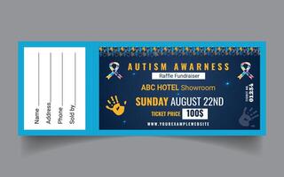 Tickets Design zum Tickets Design zum Bewusstsein Autismus Bewusstsein verlosen Fahrkarte Autismus Bewusstsein verlosen Fahrkarte vektor