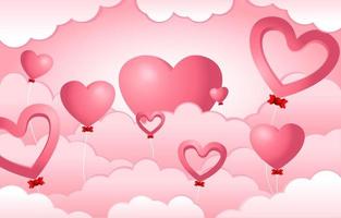 rosa Herz im Wolkenhintergrund vektor