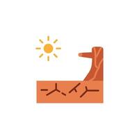 ikon torka, torr landa, torr träd och brännhet Sol. katastrof strejker.vektor bakgrund vit bakgrund - redigerbar stroke vektor illustration
