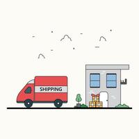 logistisk transport frakt kurir frakt illustration enkel begrepp platt lastbil vektor logotyp