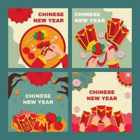 kinesiska nyåret röd ficka sociala medier inlägg vektor