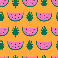 tropisk sommar sömlös mönster med vattenmelon vektor
