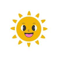Lycklig Sol karaktär vektor illustration i retro stil